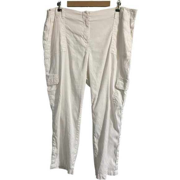 Chicos Crop Linen Blend Cargo Pants White Size XXL - Picture 1 of 3